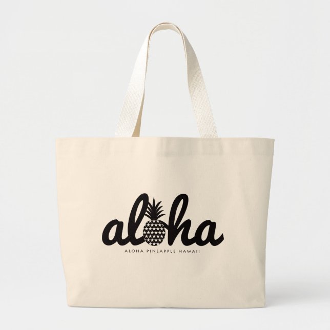 aloha pineapple hawaii totebag large tote bag (Front)
