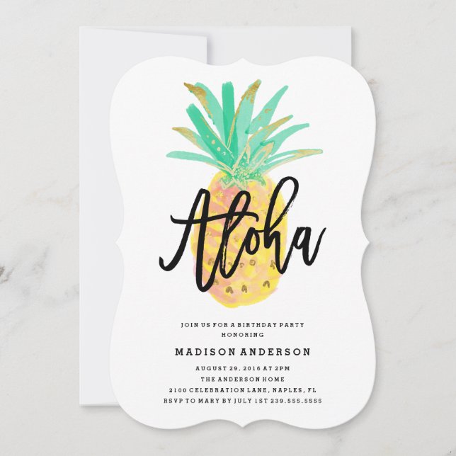 Aloha Pineapple Party Invitation (Front)