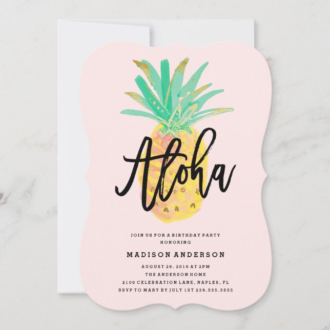 Aloha Pineapple Party Invitation (Front)