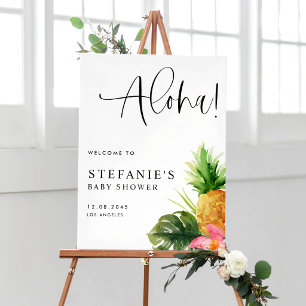 Aloha Pineapple Tropical Baby Shower Welcome Poster