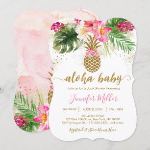 Aloha Pineapple Tropical Floral Baby Shower Invitation