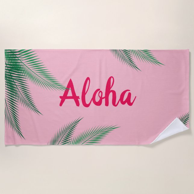 Aloha Pink Beach Towel (Front)