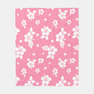 Aloha Pink Classic Hawaiian Seamless Pattern Fleece Blanket