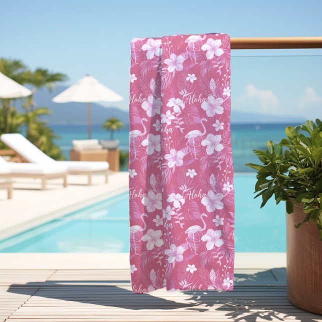 Aloha Pink Flamingo Beach Towel (Creator Uploaded)