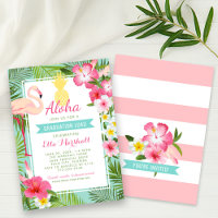 Aloha Pink Flamingo Tropical Graduation Luau Party