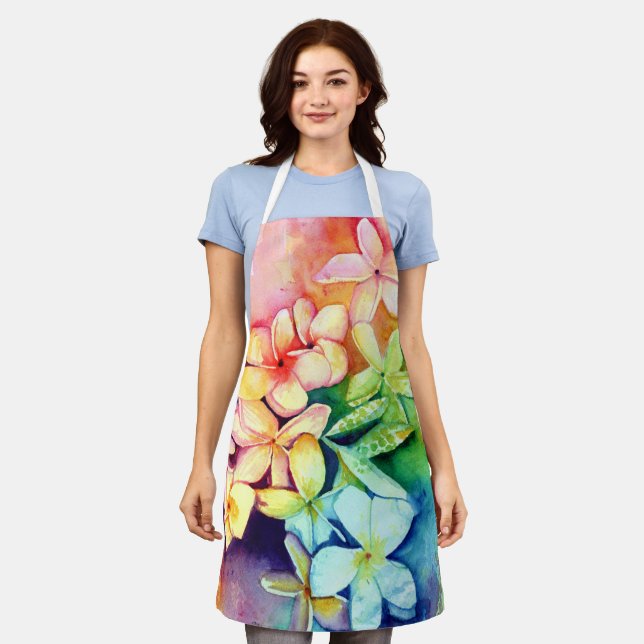 Aloha Plumeria Blossoms Apron (Worn)