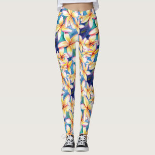 Aloha Plumeria Blossoms Yoga Pants Leggings