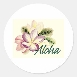 Aloha Plumeria Classic Round Sticker