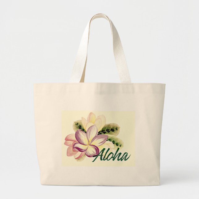 Aloha Plumeria Large Tote Bag (Front)