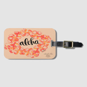 Aloha Plumeria Luggage Tag - Orange