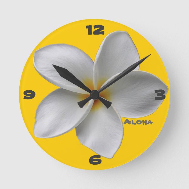 Aloha Plumeria Wall Clock (Front)