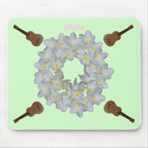 Aloha Plumeria Wreath. Mouse Mat