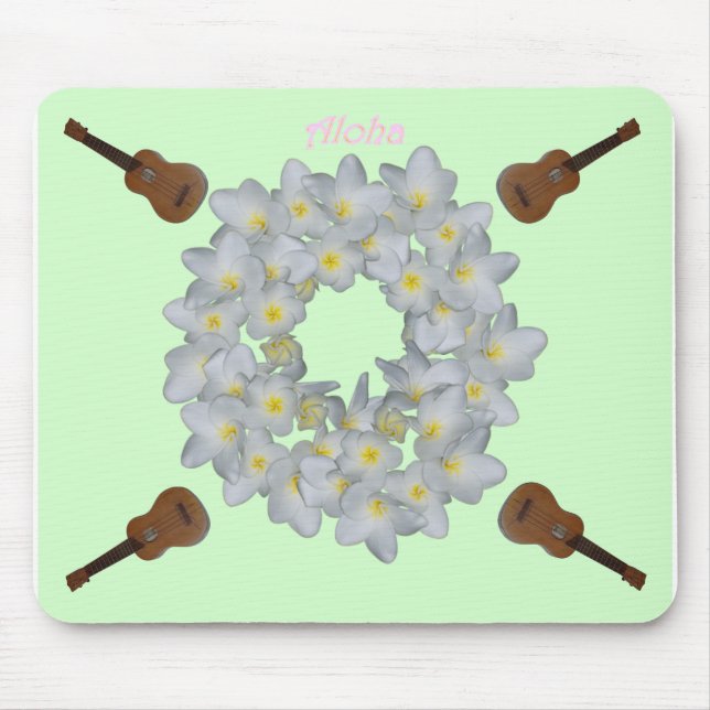 Aloha Plumeria Wreath. Mouse Mat (Front)