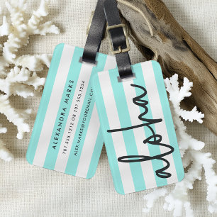 Aloha   Pool Blue Personalised Luggage Tag