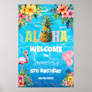 Aloha Pool Party Birthday Welcome Poster
