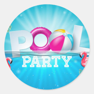 Aloha Pool Party Classic Round Sticker