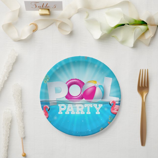Aloha Pool Party Paper Plate (Wedding)