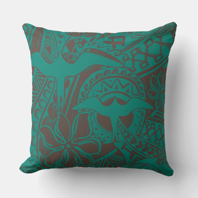 Aloha print Tropical throw pillow (Front)