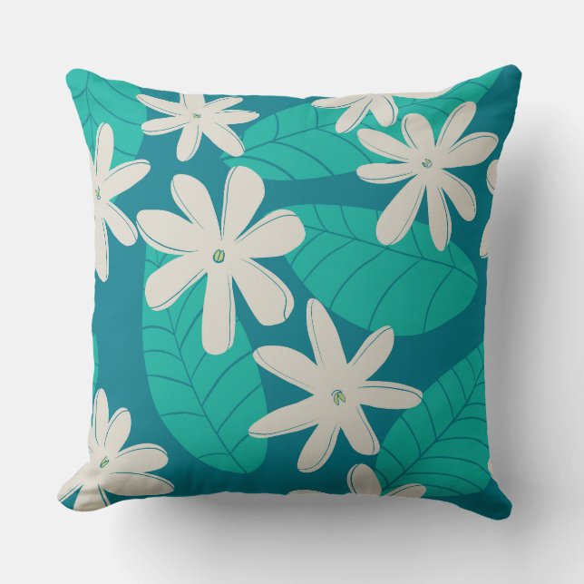 Aloha print Tropical throw pillow (Front)
