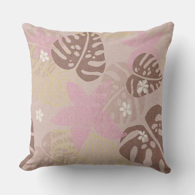 Aloha print Tropical throw pillow (Front)