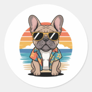 Aloha Pup – Cool French Bulldog Beach Vibes Classic Round Sticker