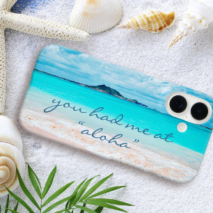 Aloha Quote Hawaii Turquoise Ocean Sandy Beach iPhone 16 Case