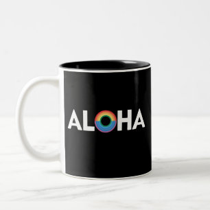 Aloha Rainbow Island Hawaii Pride LGBTQ Two-Tone Coffee Mug