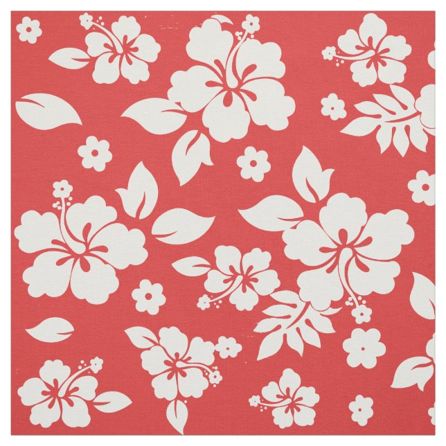Aloha Red Classic Hawaiian Print Background Colour Fabric (Swatch)