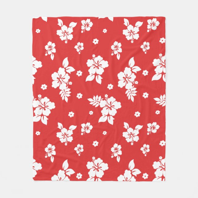 Aloha Red Classic Hawaiian Seamless Pattern  Fleece Blanket (Front)