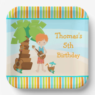 Aloha Red Hair Boy Party Paper Plate