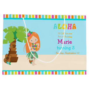 Aloha Red Hair Girl Thank You Large Gift Bag