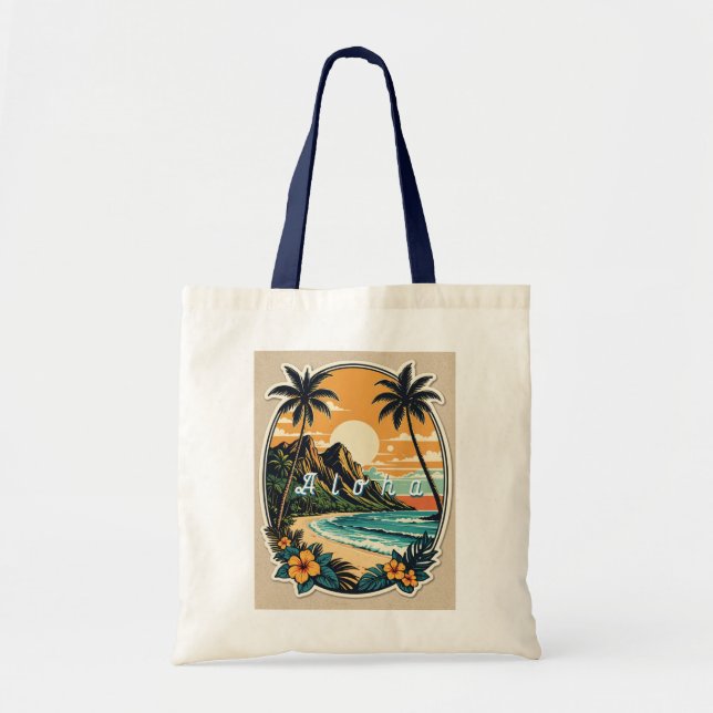Aloha Retro Beach Tote (Front)