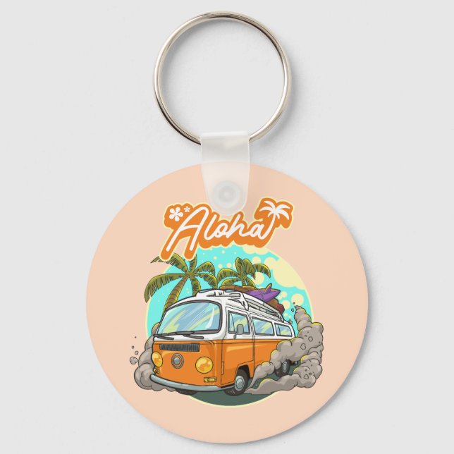 Aloha Retro Surf Van Key Ring (Front)