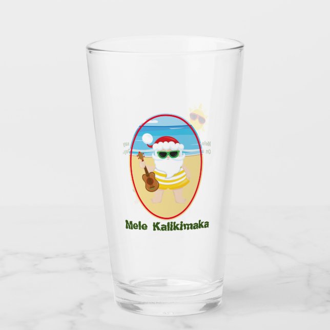 Aloha Santa Claus Glass Tumbler (Front)