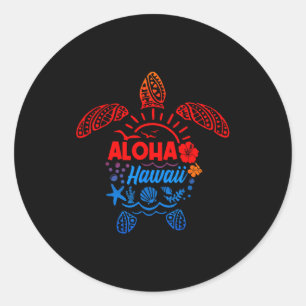 Aloha sea turtle tropical hawaii summer beach classic round sticker