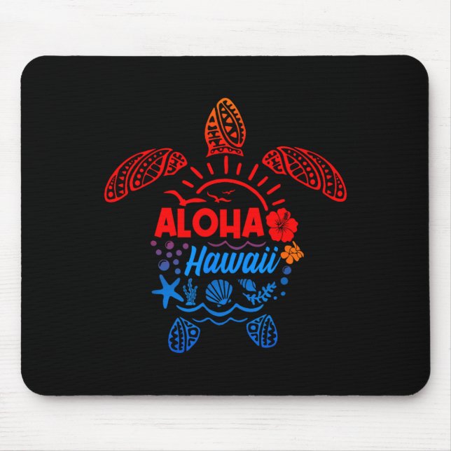 Aloha sea turtle tropical hawaii summer beach mouse mat (Front)