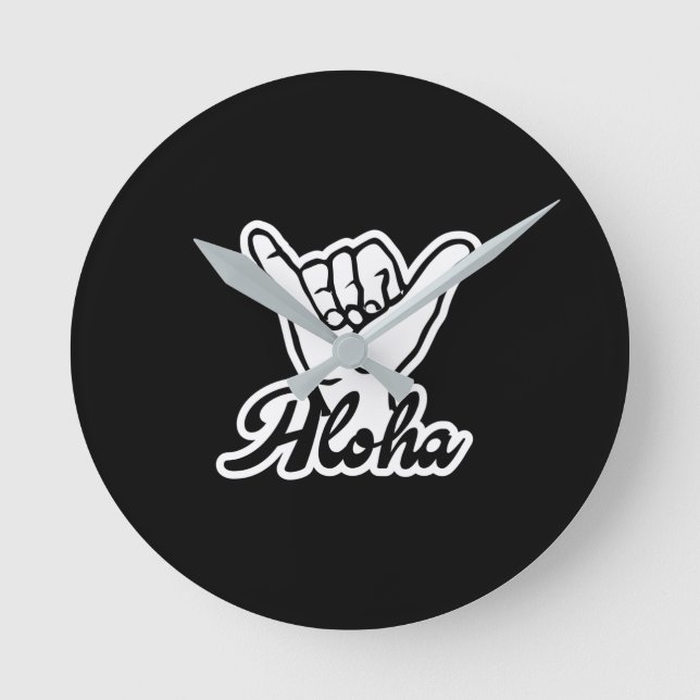 Aloha Shaka Hand, Hang Loose sign Round Clock (Front)