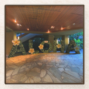 Aloha Sign #2 Glass Coaster