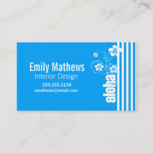 Aloha; Sky Blue Vertical Stripes; Striped Business Card