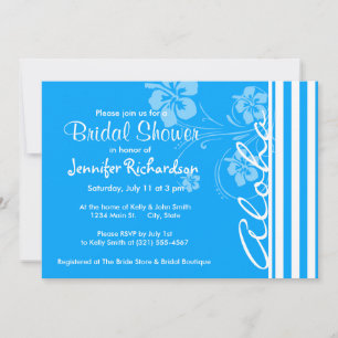 Aloha; Sky Blue Vertical Stripes; Striped Invitation