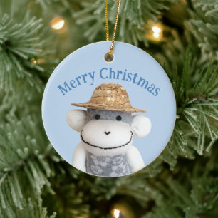 Aloha Sock Monkey(Boy) Ceramic Tree Decoration