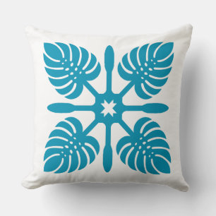 Aloha Spirit Hawaiian Quilt - Monstera & Paddles Cushion