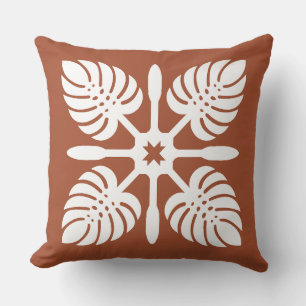 Aloha Spirit Hawaiian Quilt - Monstera & Paddles Cushion