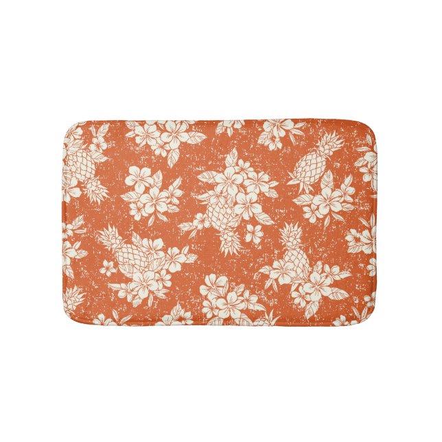 Aloha Spirit: Hibiscus-Pineapple Harmony. Bath Mat (Front)