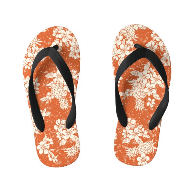 Aloha Spirit: Hibiscus-Pineapple Harmony. Kid's Flip Flops (Footbed)