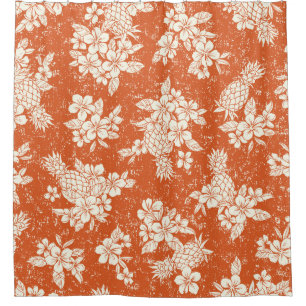 Aloha Spirit: Hibiscus-Pineapple Harmony. Shower Curtain