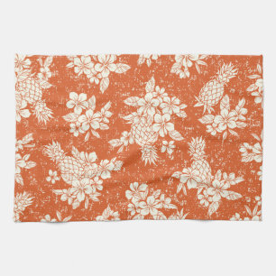 Aloha Spirit: Hibiscus-Pineapple Harmony. Tea Towel