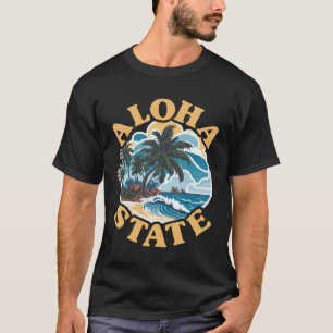 Aloha State 808 Vintage Surfing Beach Hawaii Surfe T-Shirt
