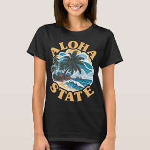 Aloha State 808 Vintage Surfing Beach Hawaii Surfe T-Shirt