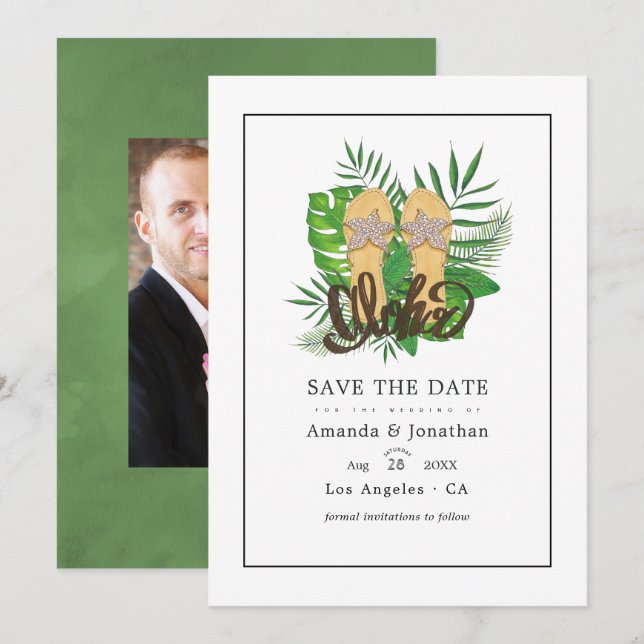 Aloha Summer Beach Wedding Save The Date (Front/Back)